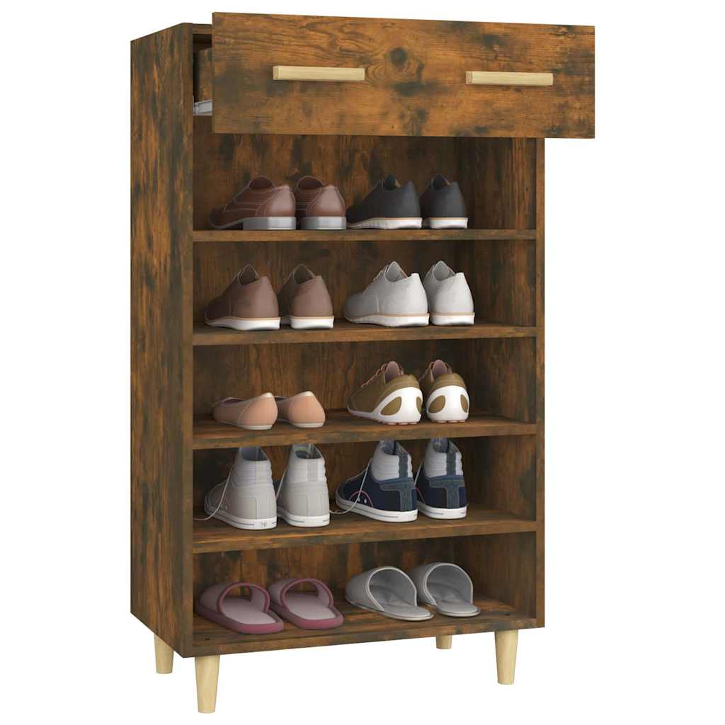 817555 vidaXL Shoe Cabinet Smoked Oak 60x35x105 cm Engineered Wood