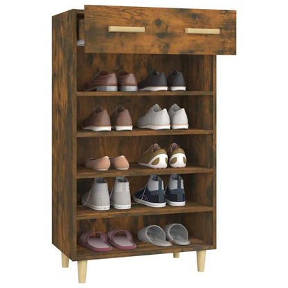 817555 vidaXL Shoe Cabinet Smoked Oak 60x35x105 cm Engineered Wood