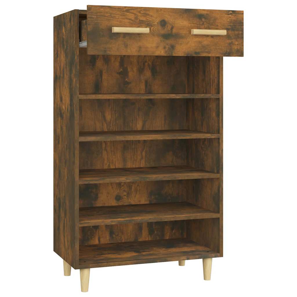 817555 vidaXL Shoe Cabinet Smoked Oak 60x35x105 cm Engineered Wood