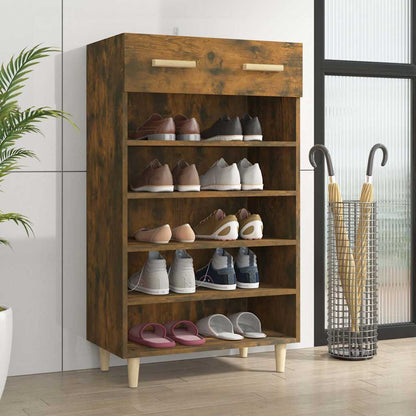 817555 vidaXL Shoe Cabinet Smoked Oak 60x35x105 cm Engineered Wood
