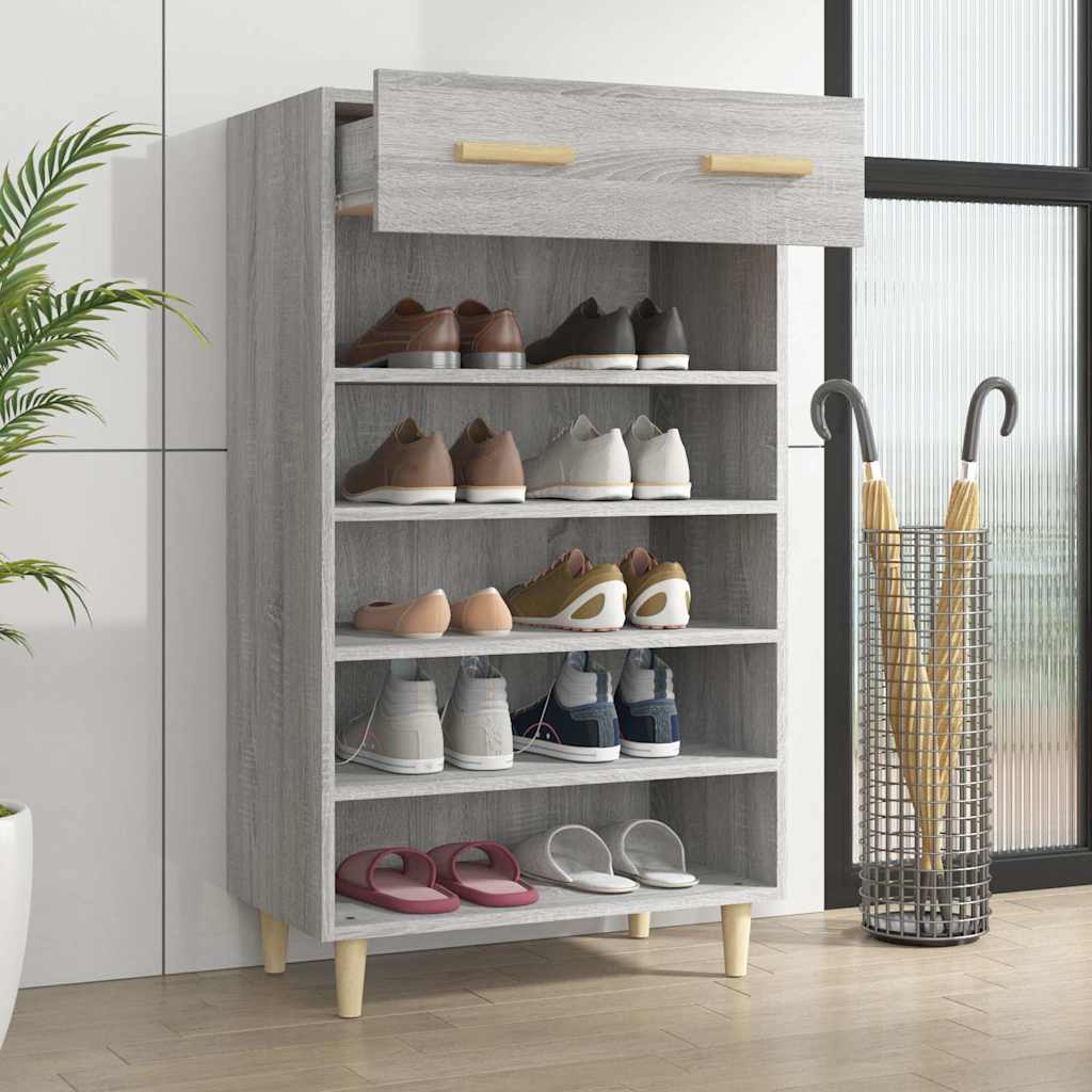 817556 vidaXL Shoe Cabinet Grey Sonoma 60x35x105 cm Engineered Wood