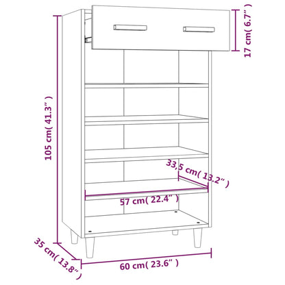 vidaXL Shoe Cabinet Grey Sonoma 60x35x105 cm Engineered Wood