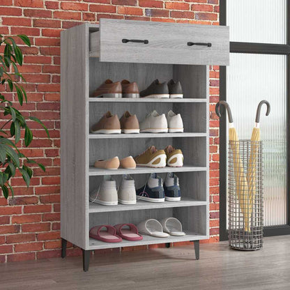 817559 vidaXL Shoe Cabinet Grey Sonoma 60x35x105 cm Engineered Wood