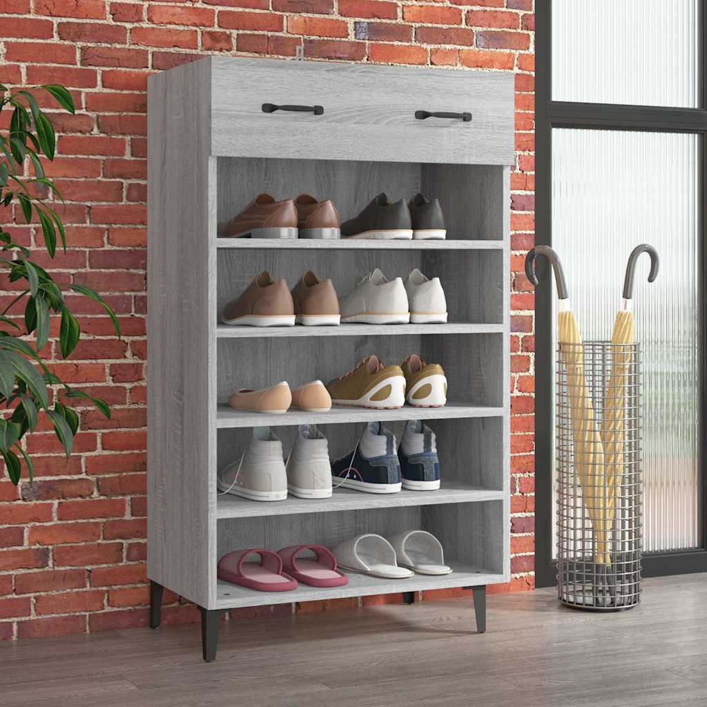 817559 vidaXL Shoe Cabinet Grey Sonoma 60x35x105 cm Engineered Wood