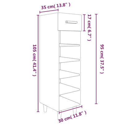 vidaXL Shoe Cabinet Grey Sonoma 30x35x105 cm Engineered Wood