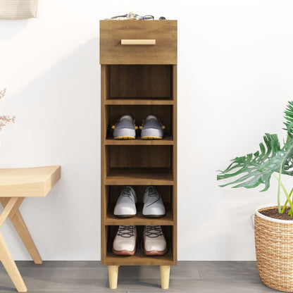 vidaXL Shoe Cabinet Brown Oak 30x35x105 cm Engineered Wood