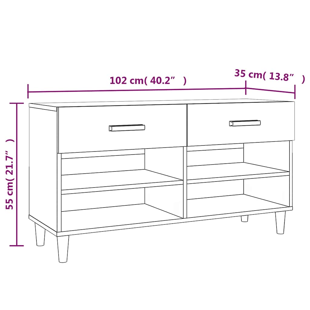 vidaXL Shoe Cabinet Brown Oak 102x35x55 cm Engineered Wood