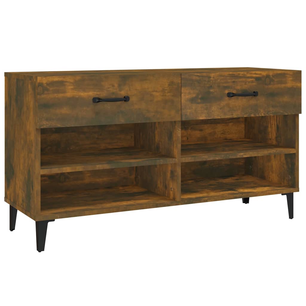 vidaXL Shoe Cabinet Smoked Oak 102x35x55 cm Engineered Wood