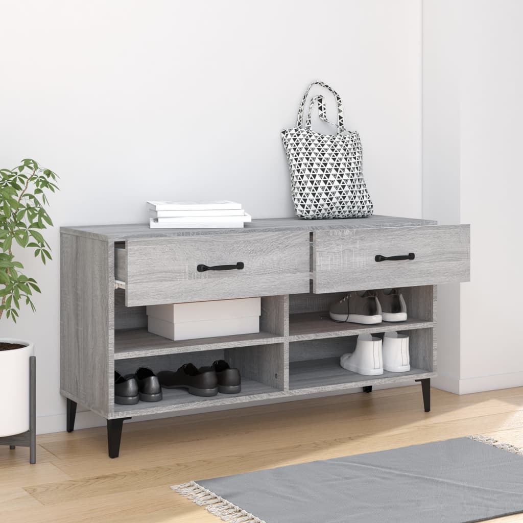 vidaXL Shoe Cabinet Grey Sonoma 102x35x55 cm Engineered Wood