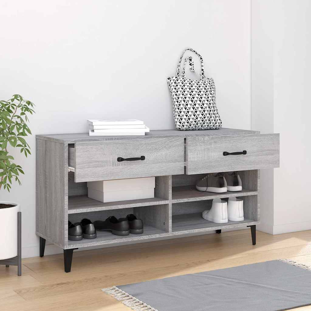 vidaXL Shoe Cabinet Grey Sonoma 102x35x55 cm Engineered Wood
