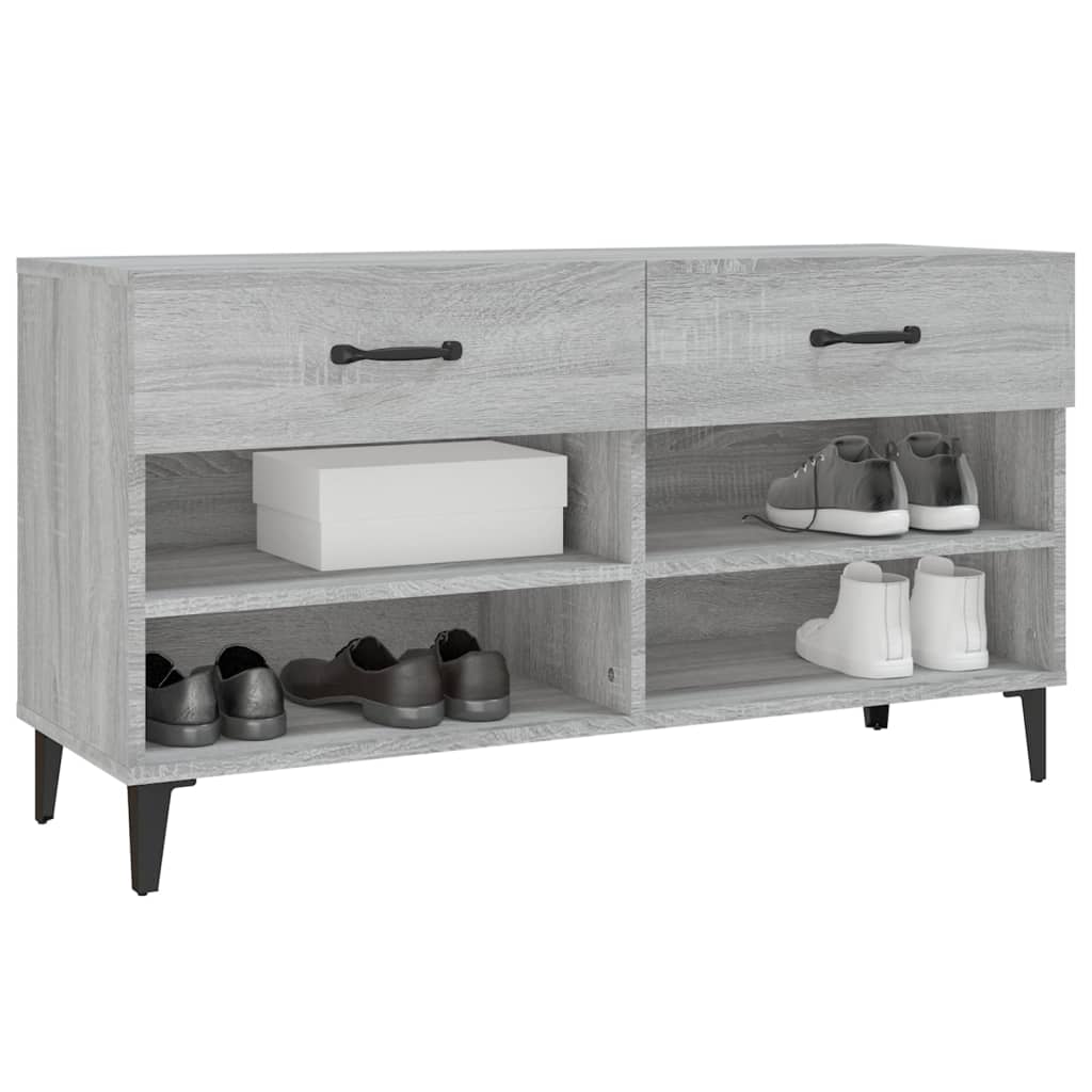 vidaXL Shoe Cabinet Grey Sonoma 102x35x55 cm Engineered Wood