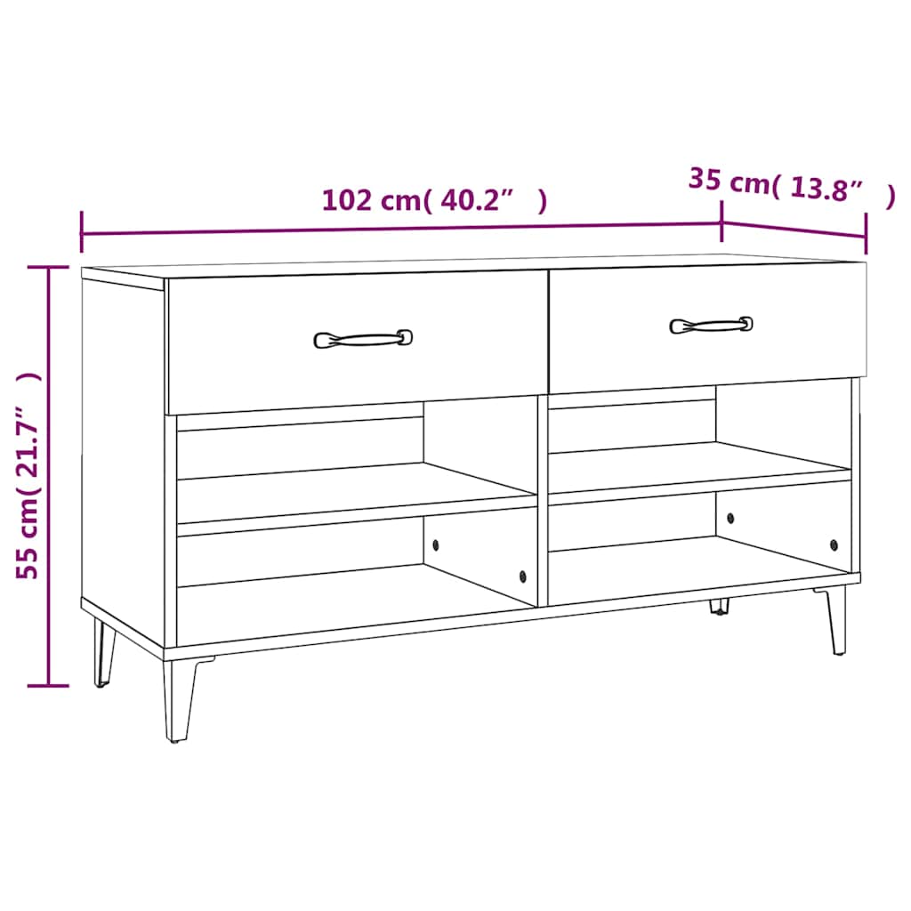 vidaXL Shoe Cabinet Grey Sonoma 102x35x55 cm Engineered Wood