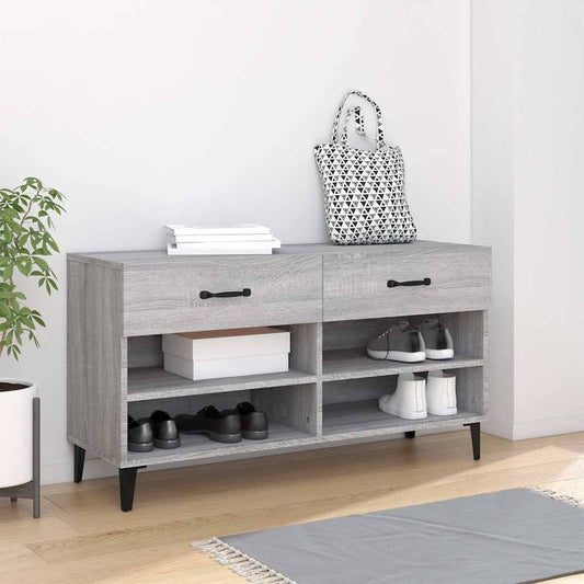 vidaXL Shoe Cabinet Grey Sonoma 102x35x55 cm Engineered Wood