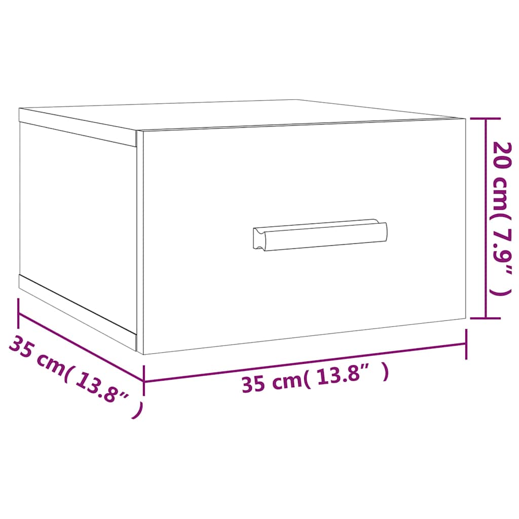 vidaXL Wall-mounted Bedside Cabinets 2 pcs Smoked Oak 35x35x20 cm