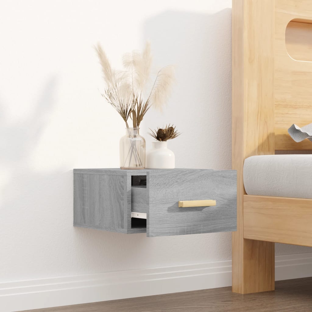 vidaXL Wall-mounted Bedside Cabinet Grey Sonoma 35x35x20 cm