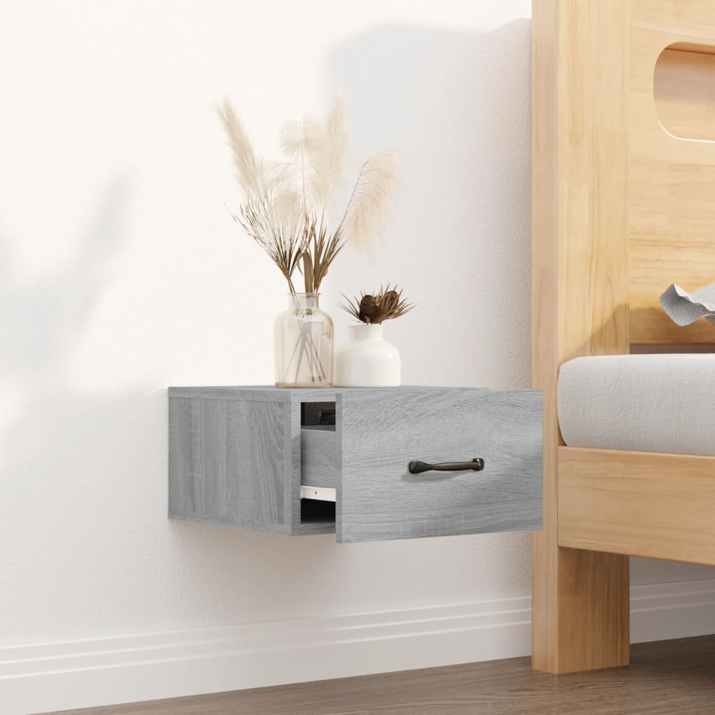 vidaXL Wall-mounted Bedside Cabinet Grey Sonoma 35x35x20 cm