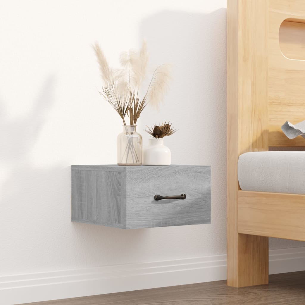 vidaXL Wall-mounted Bedside Cabinet Grey Sonoma 35x35x20 cm