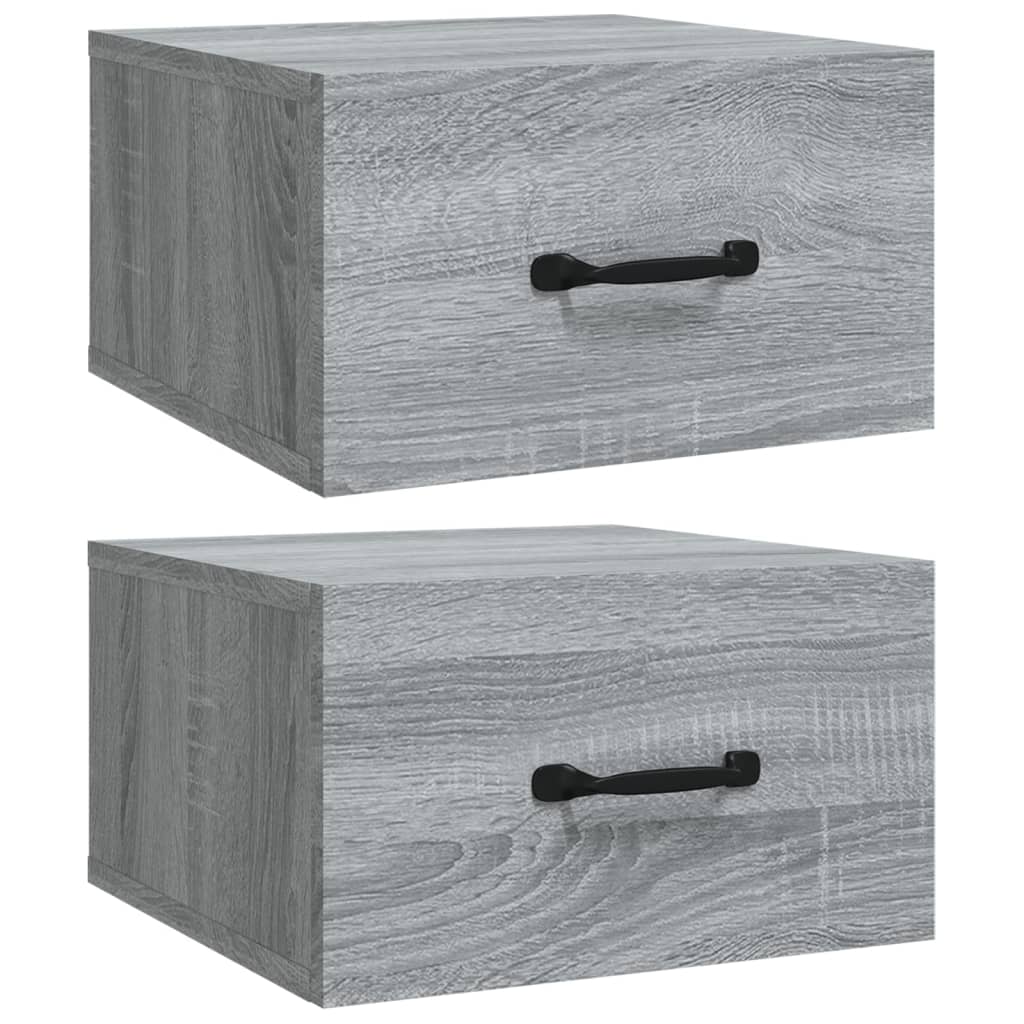 817582 vidaXL Wall-mounted Bedside Cabinets 2 pcs Grey Sonoma 35x35x20 cm