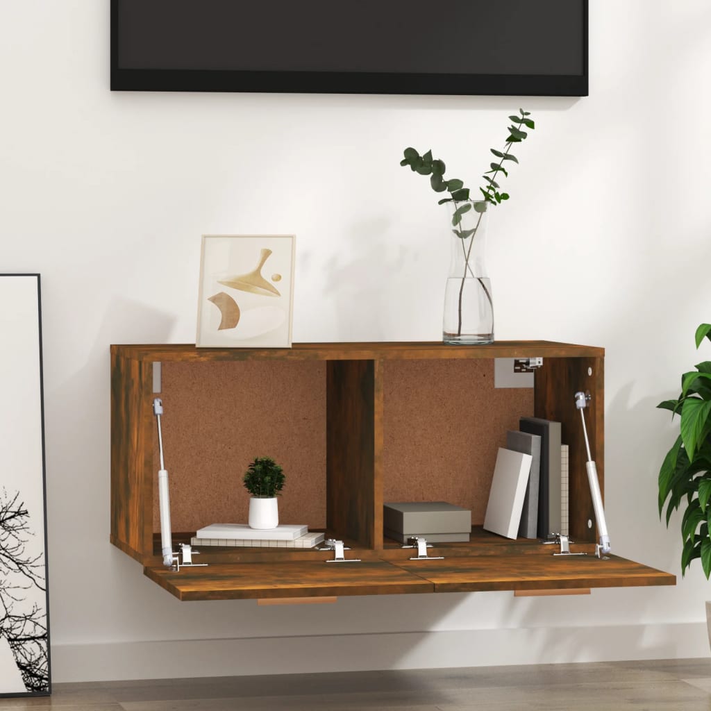 vidaXL Wall Cabinet Smoked Oak 80x35x36.5 cm Engineered Wood