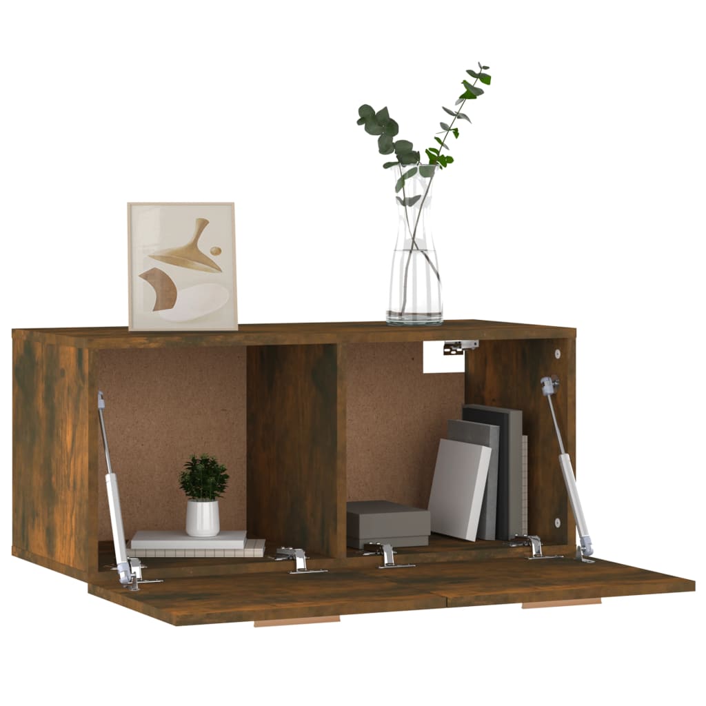 vidaXL Wall Cabinet Smoked Oak 80x35x36.5 cm Engineered Wood
