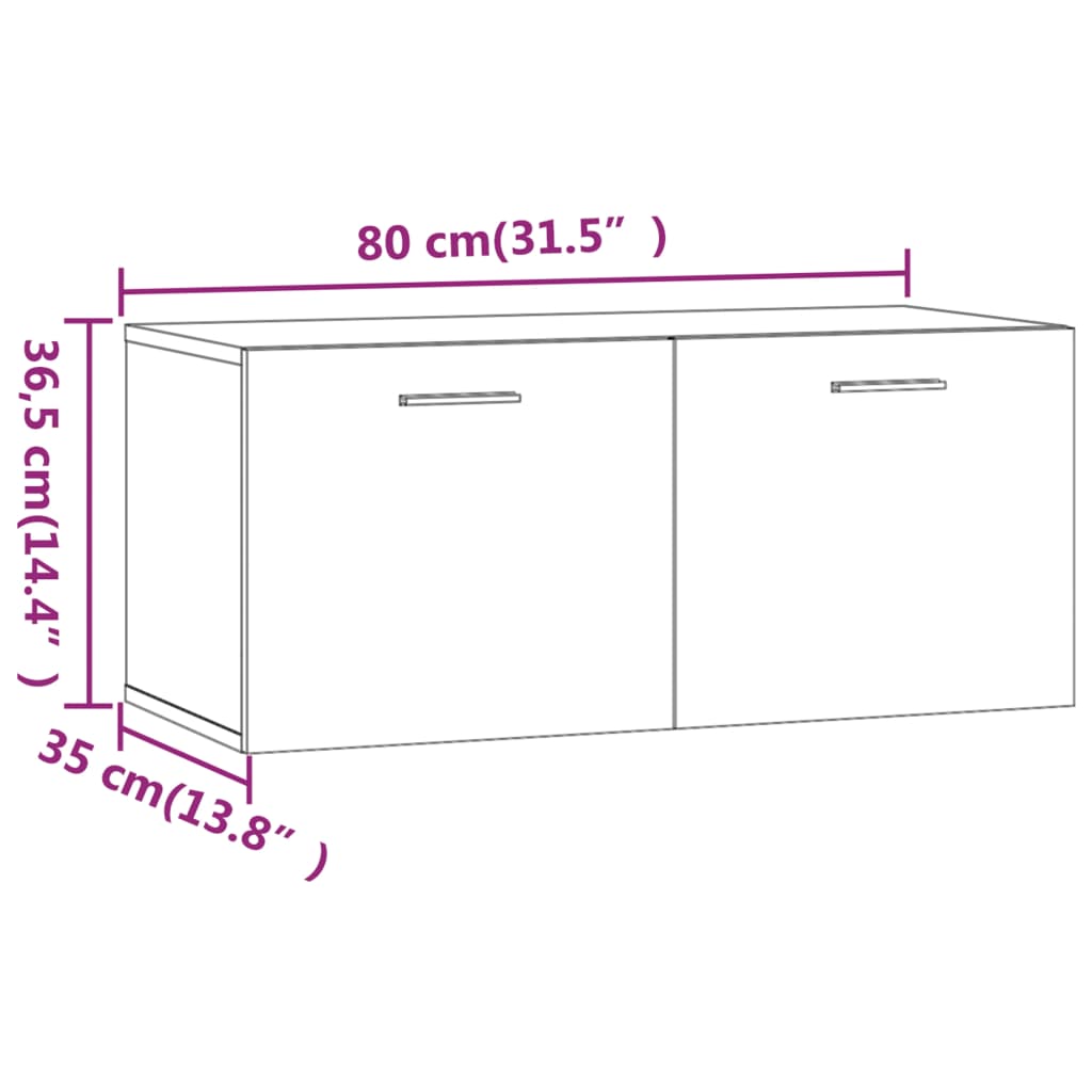 vidaXL Wall Cabinet Smoked Oak 80x35x36.5 cm Engineered Wood