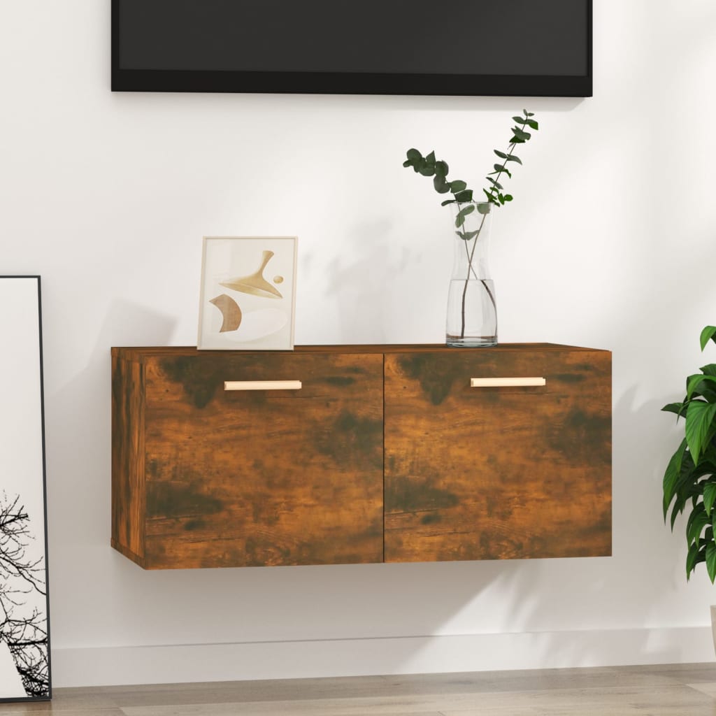 vidaXL Wall Cabinet Smoked Oak 80x35x36.5 cm Engineered Wood
