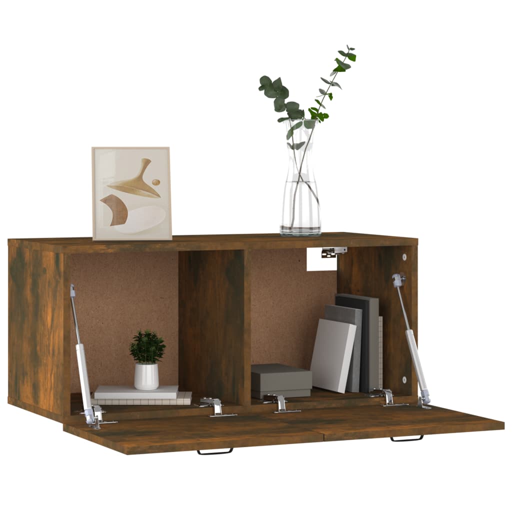 vidaXL Wall Cabinet Smoked Oak 80x36.5x35 cm Engineered Wood