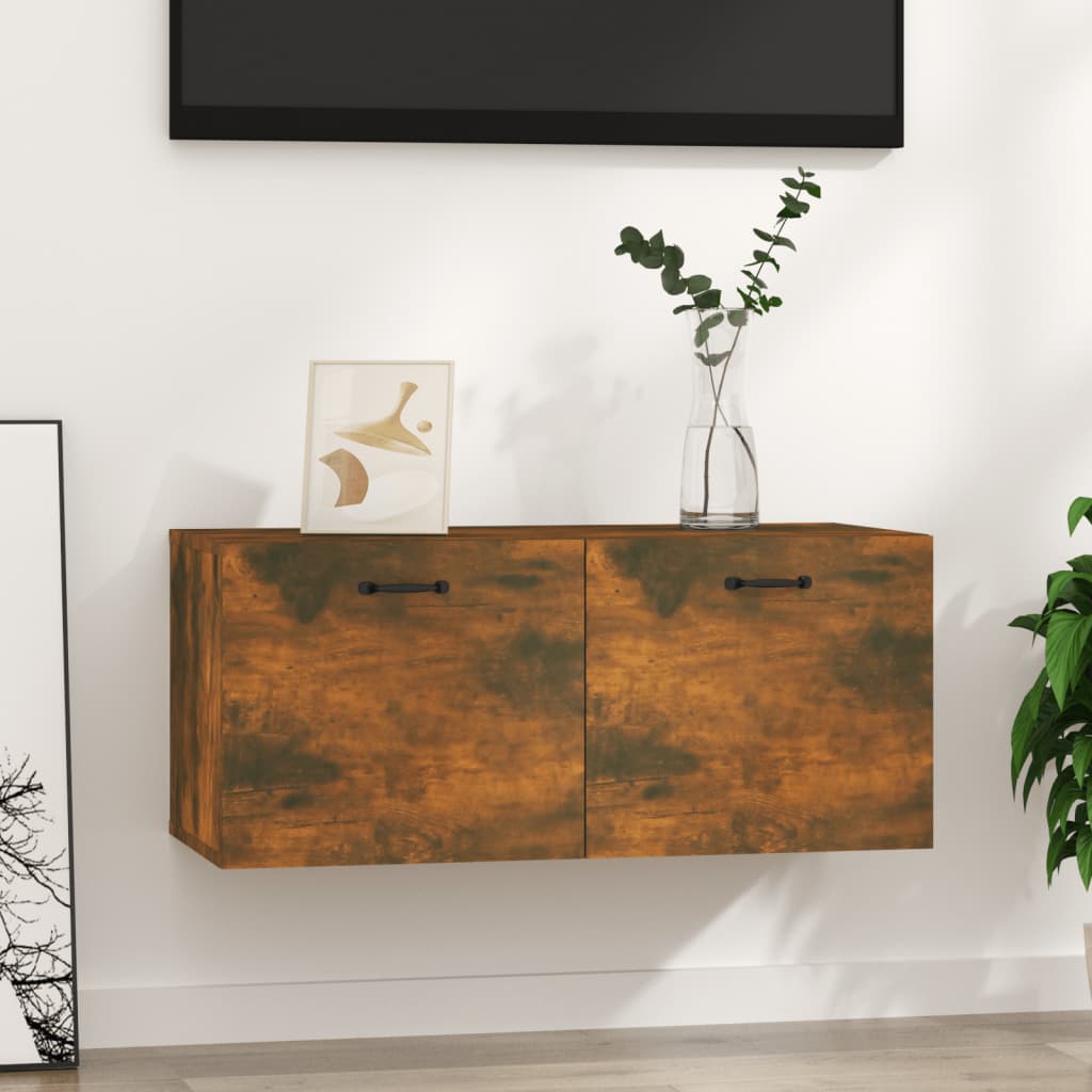 vidaXL Wall Cabinet Smoked Oak 80x36.5x35 cm Engineered Wood