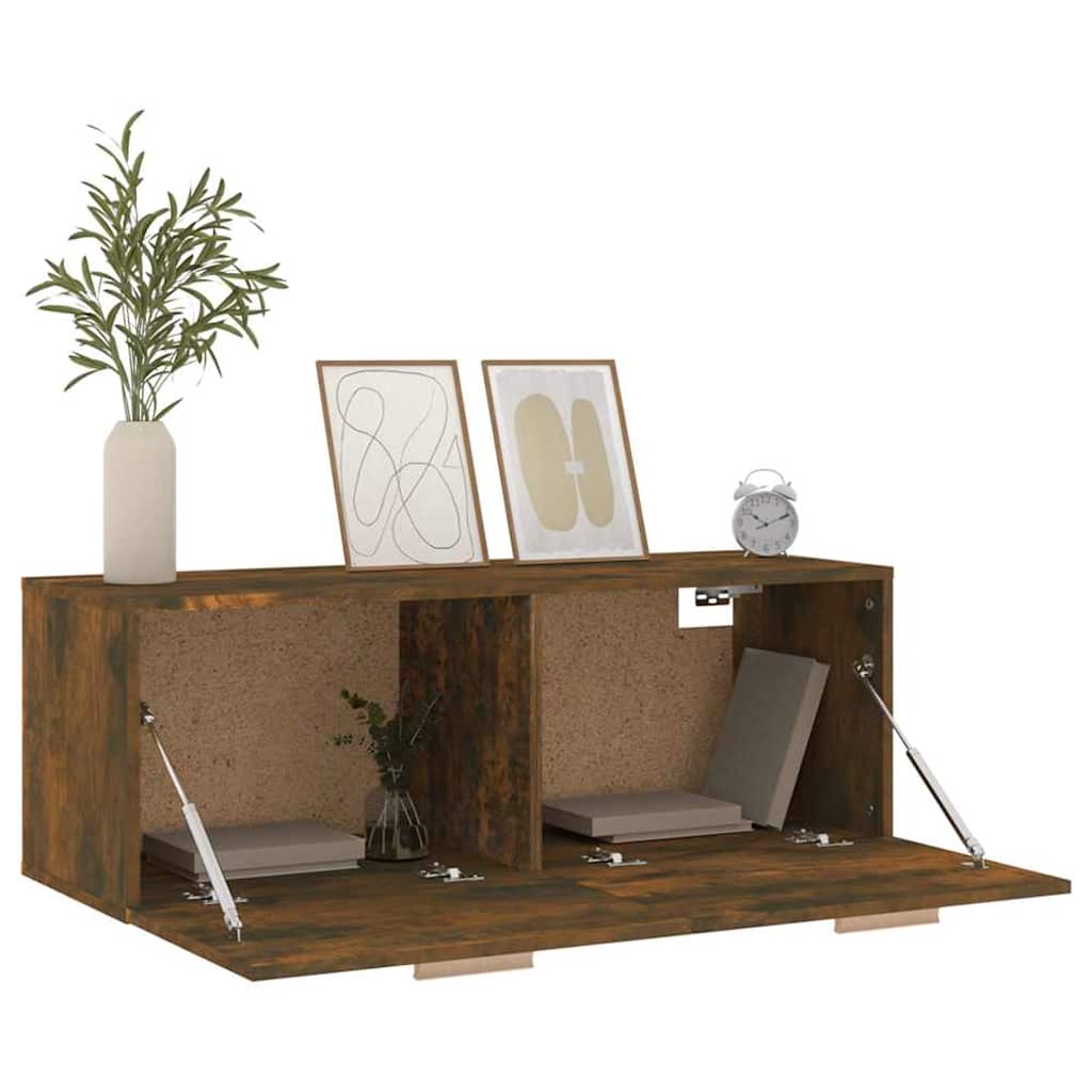 vidaXL Wall Cabinet Smoked Oak 100x36.5x35 cm Engineered Wood