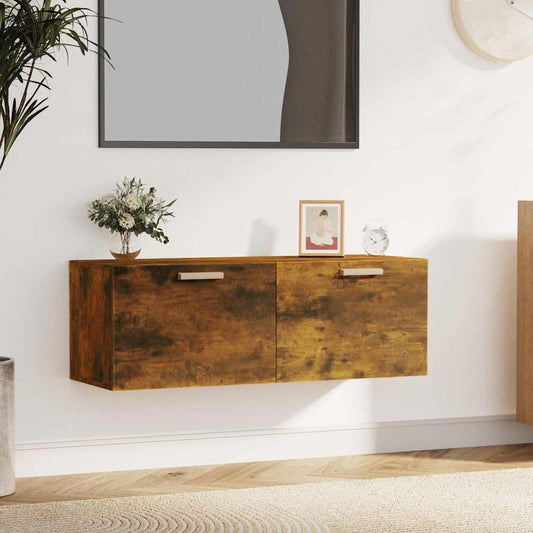 vidaXL Wall Cabinet Smoked Oak 100x36,5x35 cm Engineered Wood
