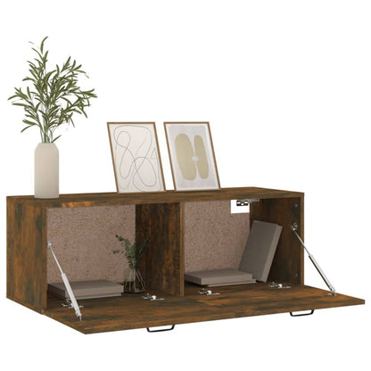 vidaXL Wall Cabinet Smoked Oak 100x36.5x35 cm Engineered Wood