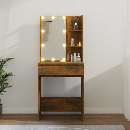 vidaXL Dressing Table with LED Smoked Oak 60x40x140 cm