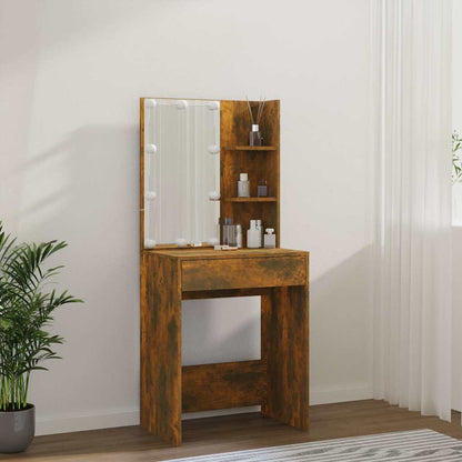 vidaXL Dressing Table with LED Smoked Oak 60x40x140 cm