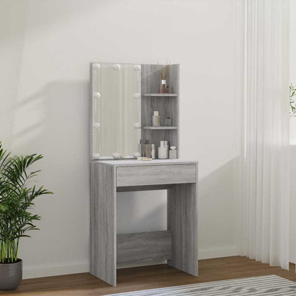 vidaXL Dressing Table with LED Grey Sonoma 60x40x140 cm