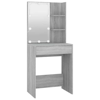 vidaXL Dressing Table with LED Grey Sonoma 60x40x140 cm