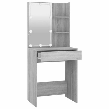 vidaXL Dressing Table with LED Grey Sonoma 60x40x140 cm