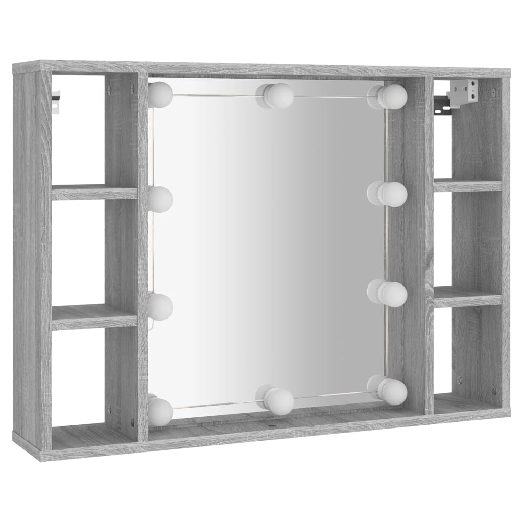 vidaXL Mirror Cabinet with LED Grey Sonoma 76x15x55 cm