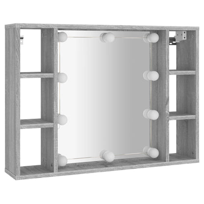 vidaXL Mirror Cabinet with LED Grey Sonoma 76x15x55 cm