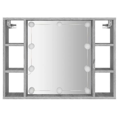 vidaXL Mirror Cabinet with LED Grey Sonoma 76x15x55 cm