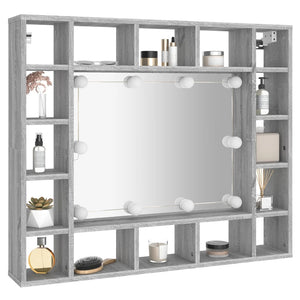 vidaXL Mirror Cabinet with LED Grey Sonoma 91x15x76.5 cm