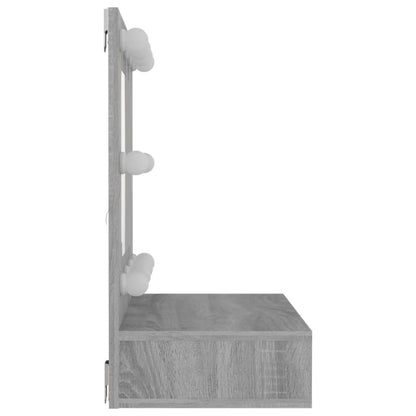 vidaXL Mirror Cabinet with LED Grey Sonoma 60x31.5x62 cm