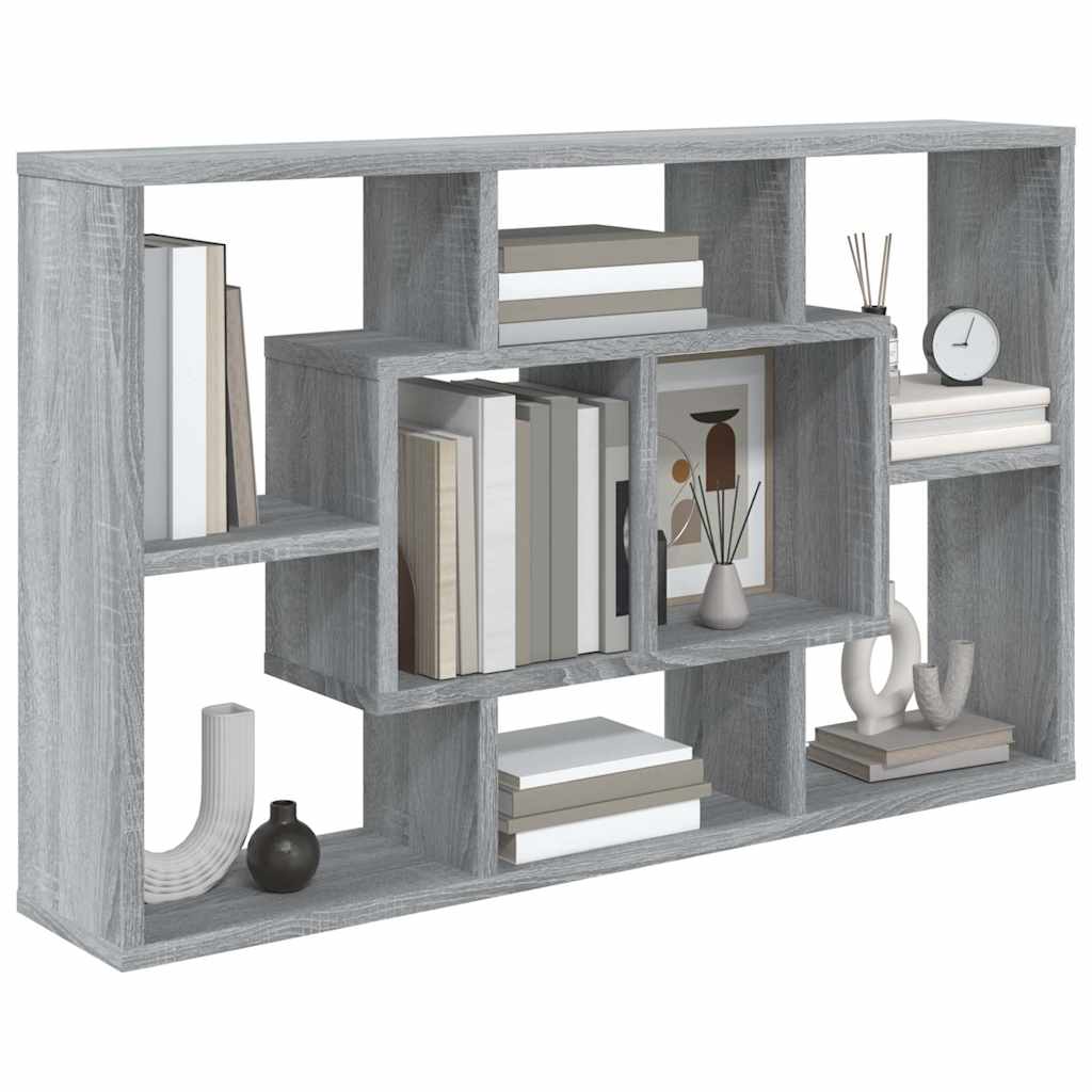 vidaXL Wall Shelf Grey Sonoma 85x16x52,5 cm Engineered Wood