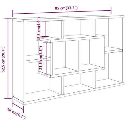 vidaXL Wall Shelf Grey Sonoma 85x16x52.5 cm Engineered Wood