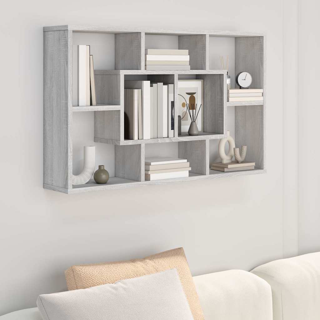 vidaXL Wall Shelf Grey Sonoma 85x16x52,5 cm Engineered Wood