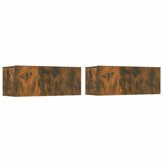 vidaXL 2 Piece TV Cabinet Set Smoked Oak 80x30x30 cm Engineered Wood