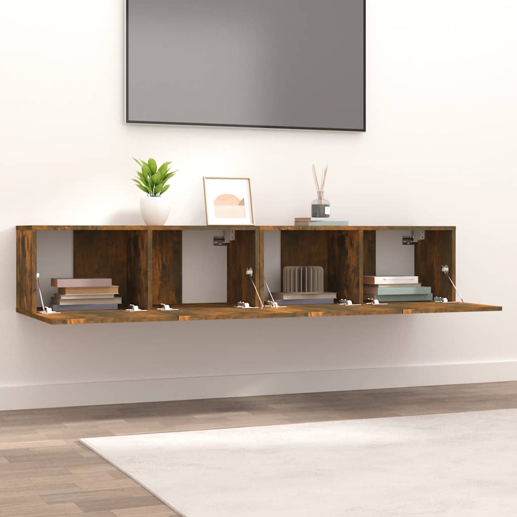 vidaXL 2 Piece TV Cabinet Set Smoked Oak 80x30x30 cm Engineered Wood
