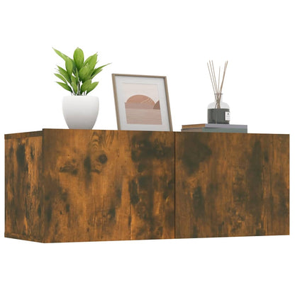 vidaXL 2 Piece TV Cabinet Set Smoked Oak 80x30x30 cm Engineered Wood