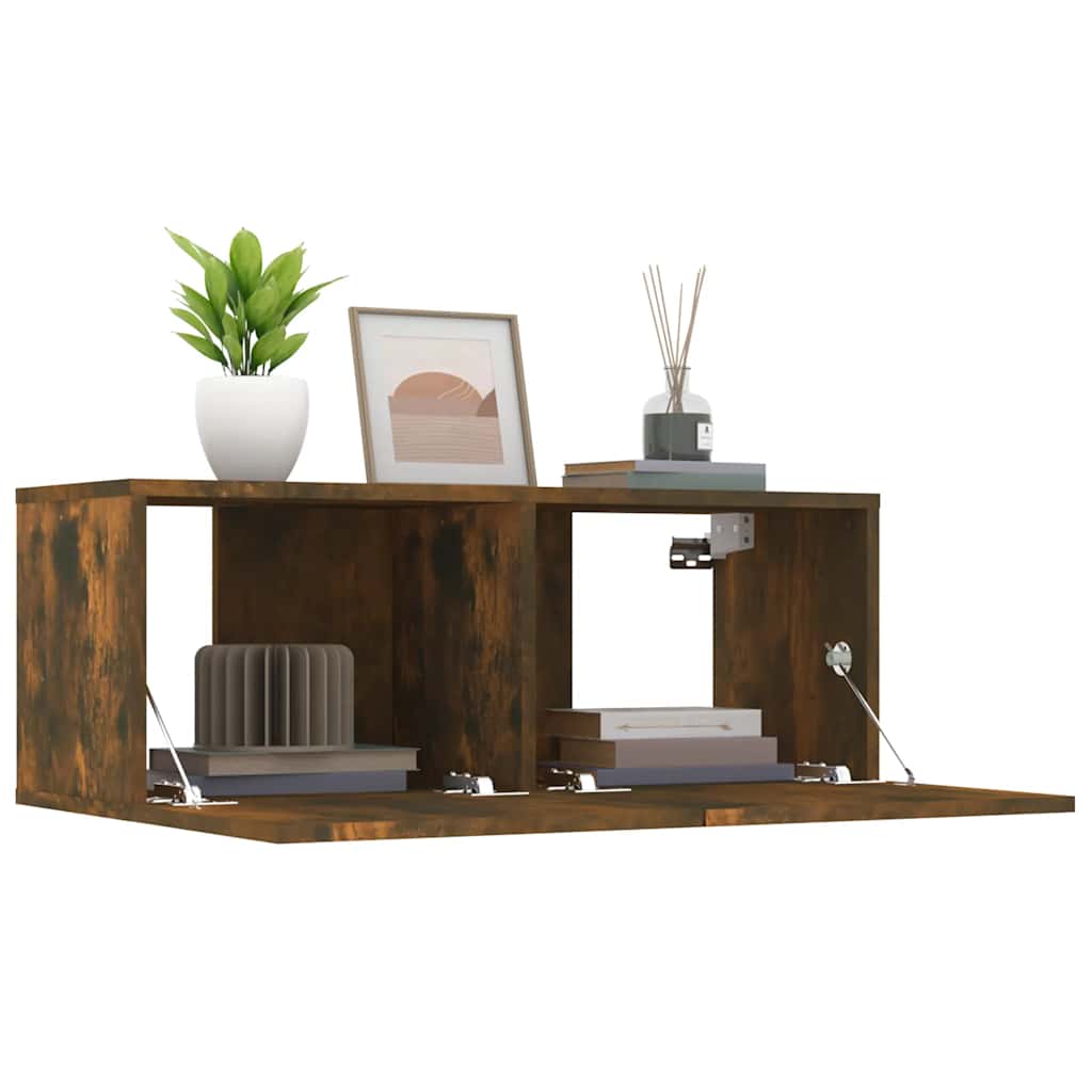 vidaXL 2 Piece TV Cabinet Set Smoked Oak 80x30x30 cm Engineered Wood