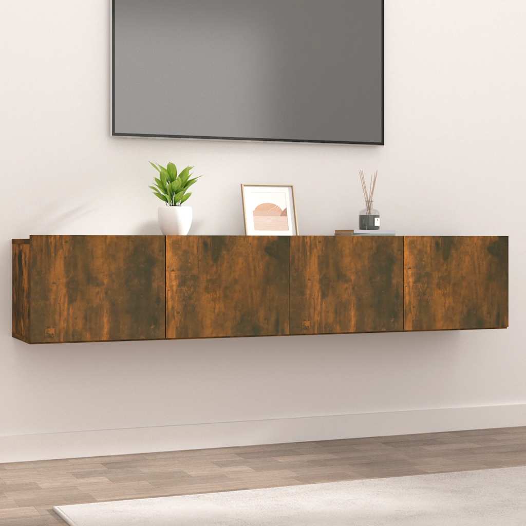 vidaXL 2 Piece TV Cabinet Set Smoked Oak 80x30x30 cm Engineered Wood
