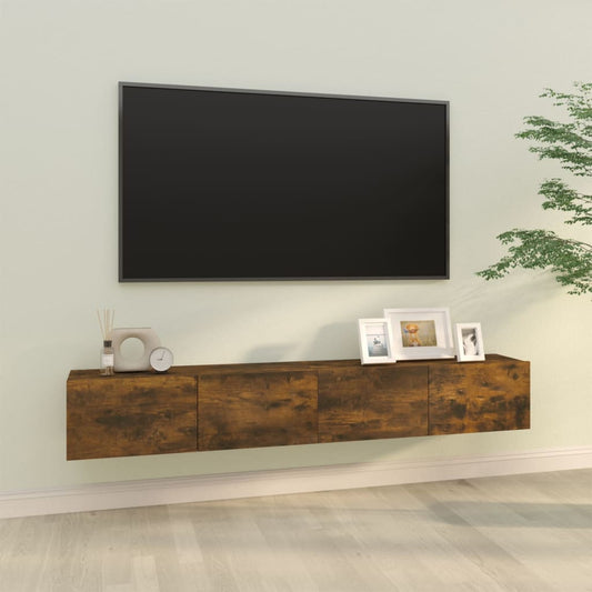 vidaXL 2 Piece Wall-mounted TV Cabinet Set Smoked Oak 100x30x30 cm Engineered Wood